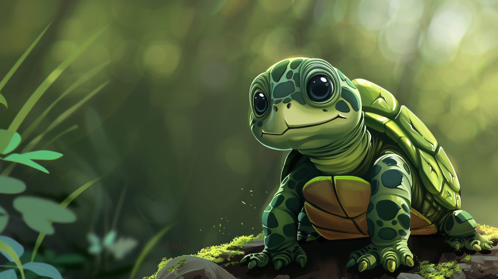 Enchanting Turtle Haven: HD AI Desktop Background