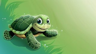 Cartoon Turtle Dreamland: HD AI Desktop Wallpaper