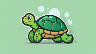 Smiling Cartoon Turtle Paradise: 8K AI Desktop Background