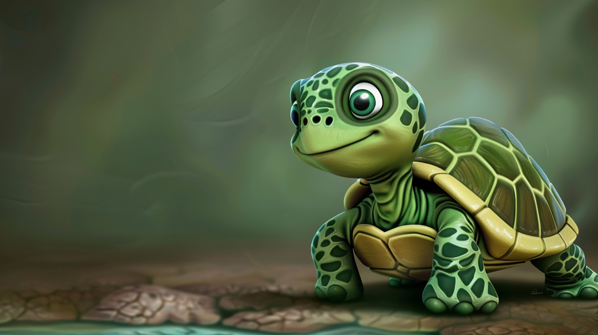 Charming Cartoon Turtle Cove: HD AI Background