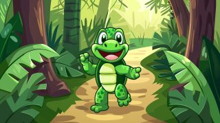 Playful Cartoon Turtle: AI Desktop Wallpaper