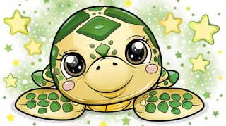 Playful Turtle Paradise: HD Cartoon Turtle AI Wallpaper