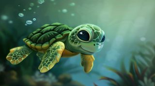 Cartoon Turtle Wonderland: Ultra HD AI Image