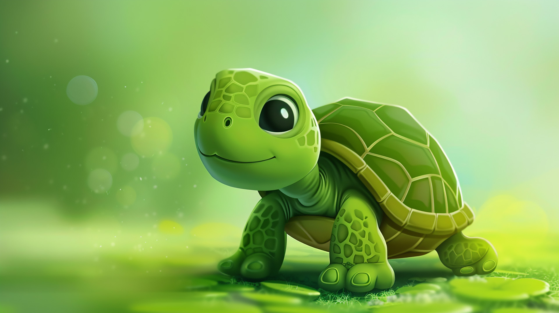 Tropical Cartoon Turtle Bliss: 4K AI Image