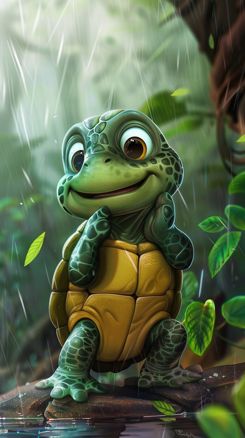 Playful Cartoon Turtle Paradise: iPhone Wallpaper