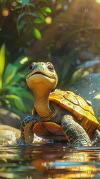 Tranquil Turtle Retreat: Cute Turtle Wallpaper for Mobile