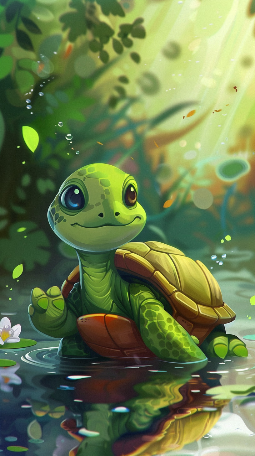 Charming Turtle Haven: Mobile Wallpaper Charm