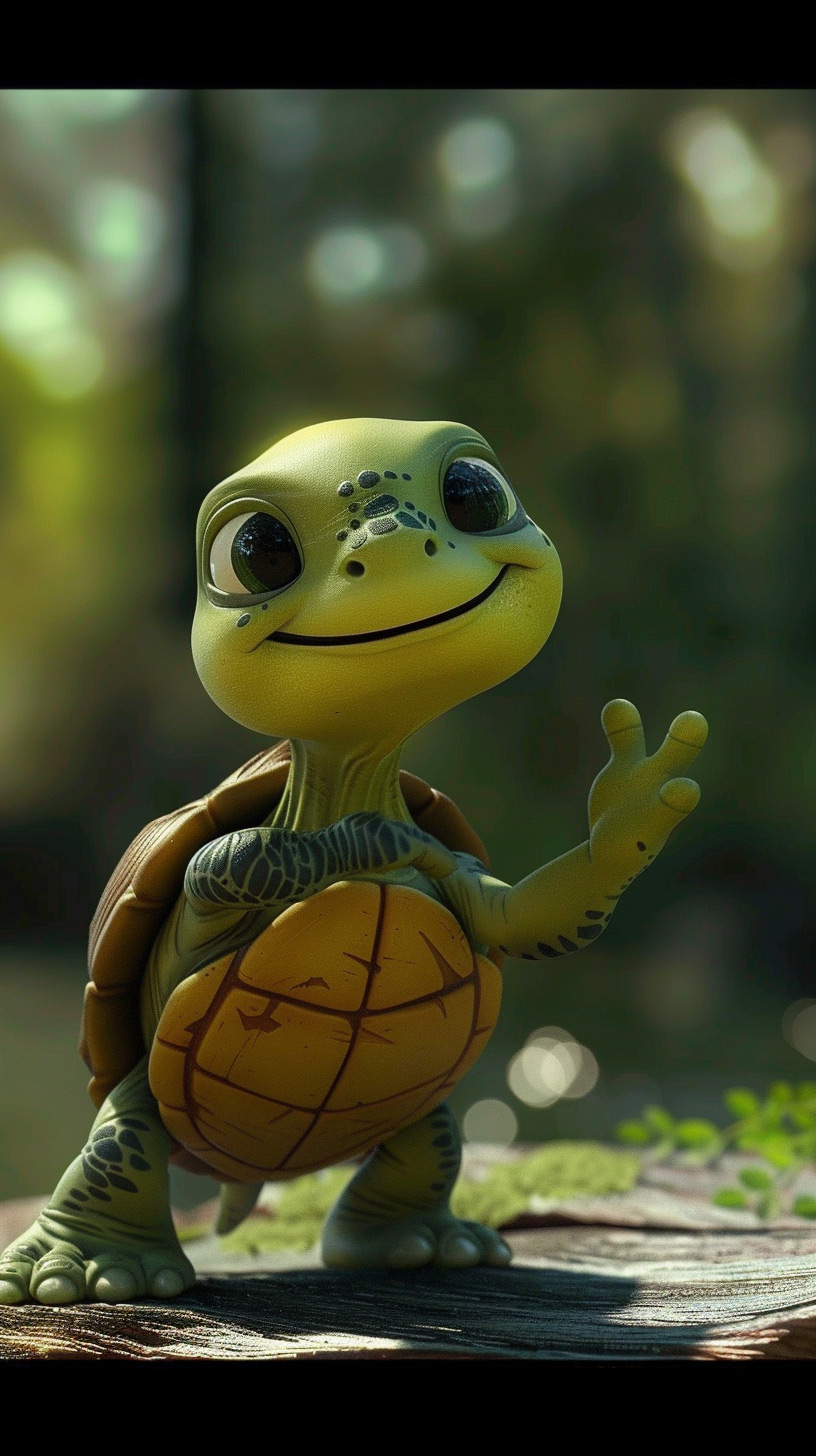 Playful Turtle Shores: Fun iPhone Wallpaper with Cartoon Turtle