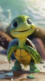 Sunny Turtle Cove: Mobile Background with Cartoon Turtle