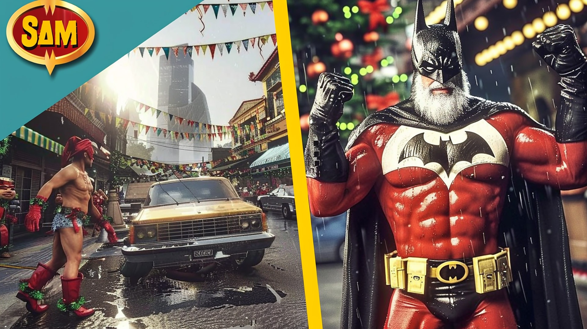 Yuletide Vigilante: 16:9 Christmas Batman Desktop Background