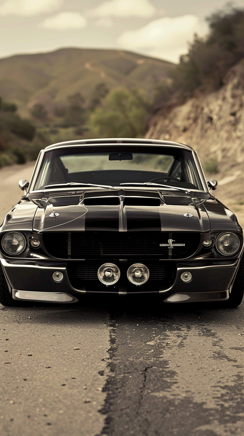 Classic Ford Mustang Blue Mobile Wallpaper