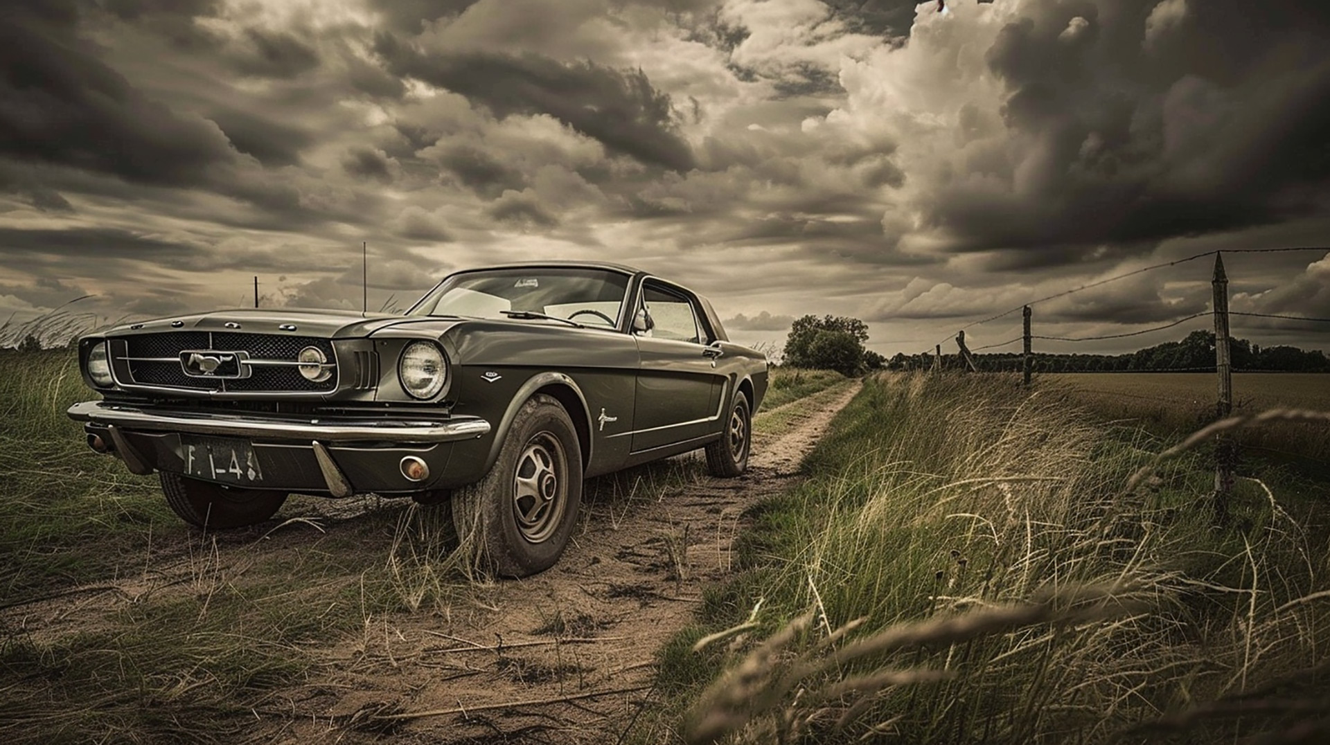 Retro Classic Ford Mustang AI Background