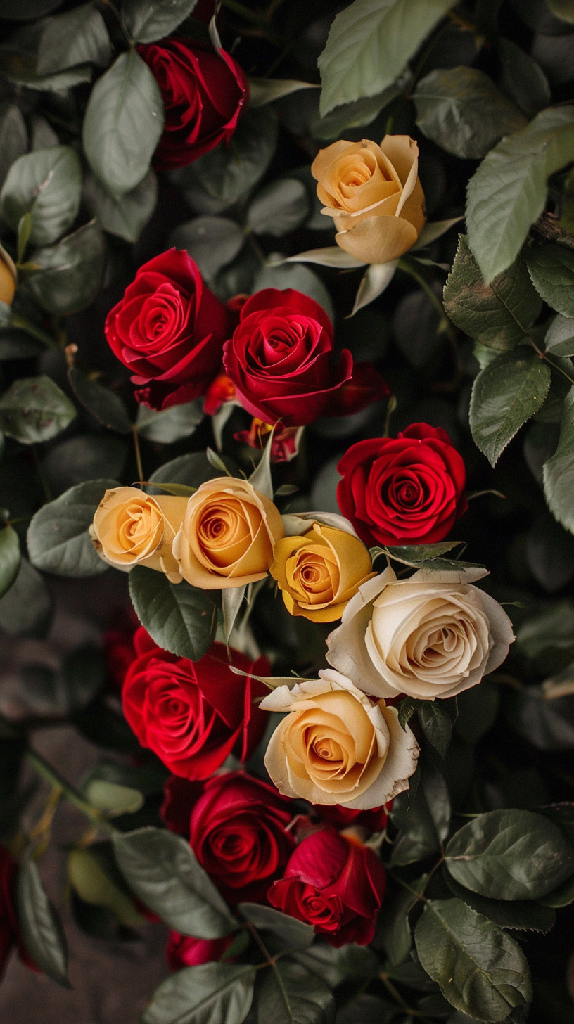 Vibrant Rose Bouquet: Mobile Wallpaper