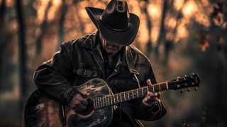 Sunset Strum: AI Country Music Desktop Image