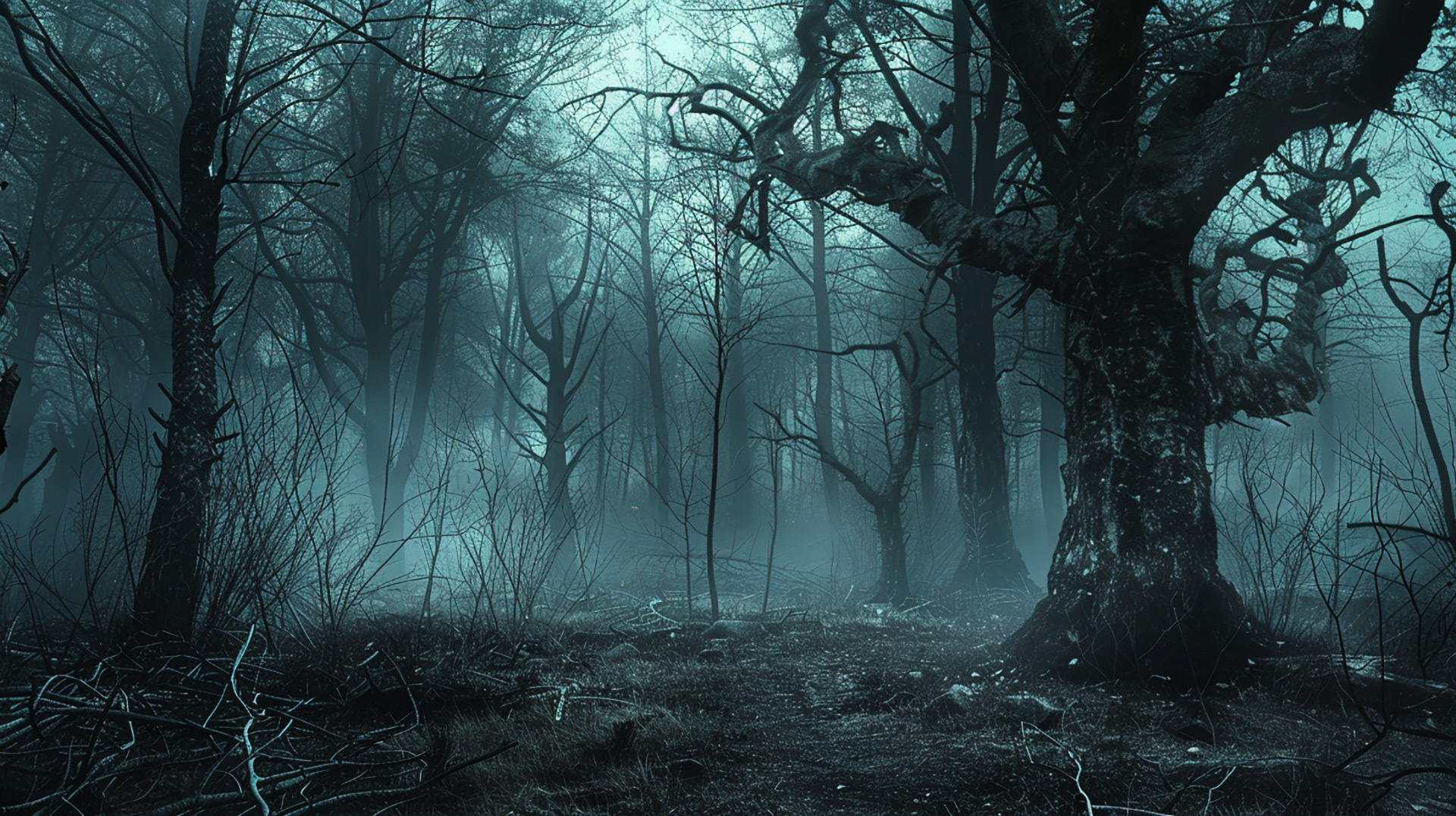 Dark and Haunting Forest HD Wallpaper