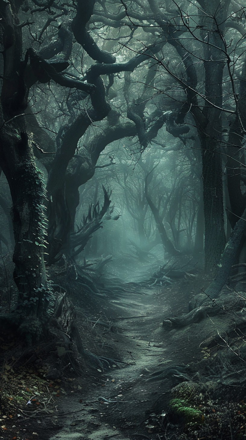 Eerie Misty Forest: Ultra HD Mobile Wallpaper