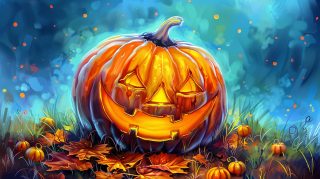 Ghostly Pumpkin Field: HD Digital Background