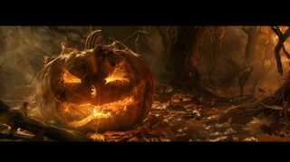 Haunted Pumpkin Patch: AI HD Wallpaper