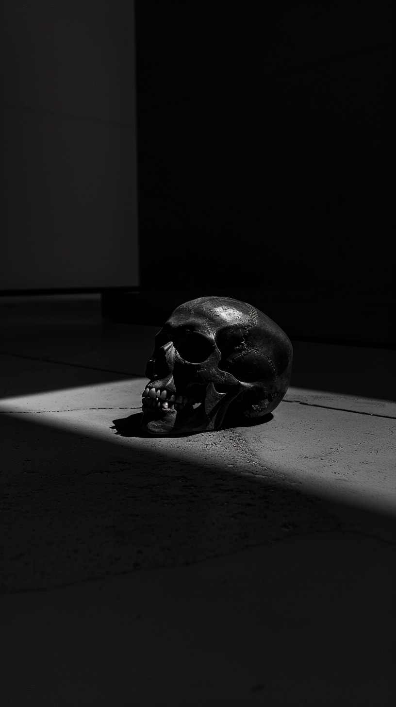 Creepy Skull with Glowing Eyes Wallpaper