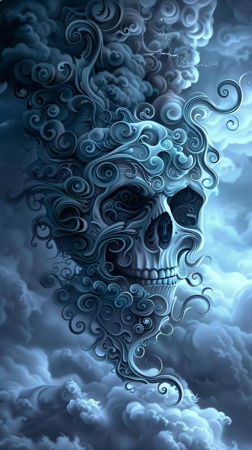 Chilling Skull in Dark Forest iPhone Wallpaper