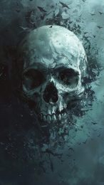 Creepy Skull with Candlelight Mobile Background