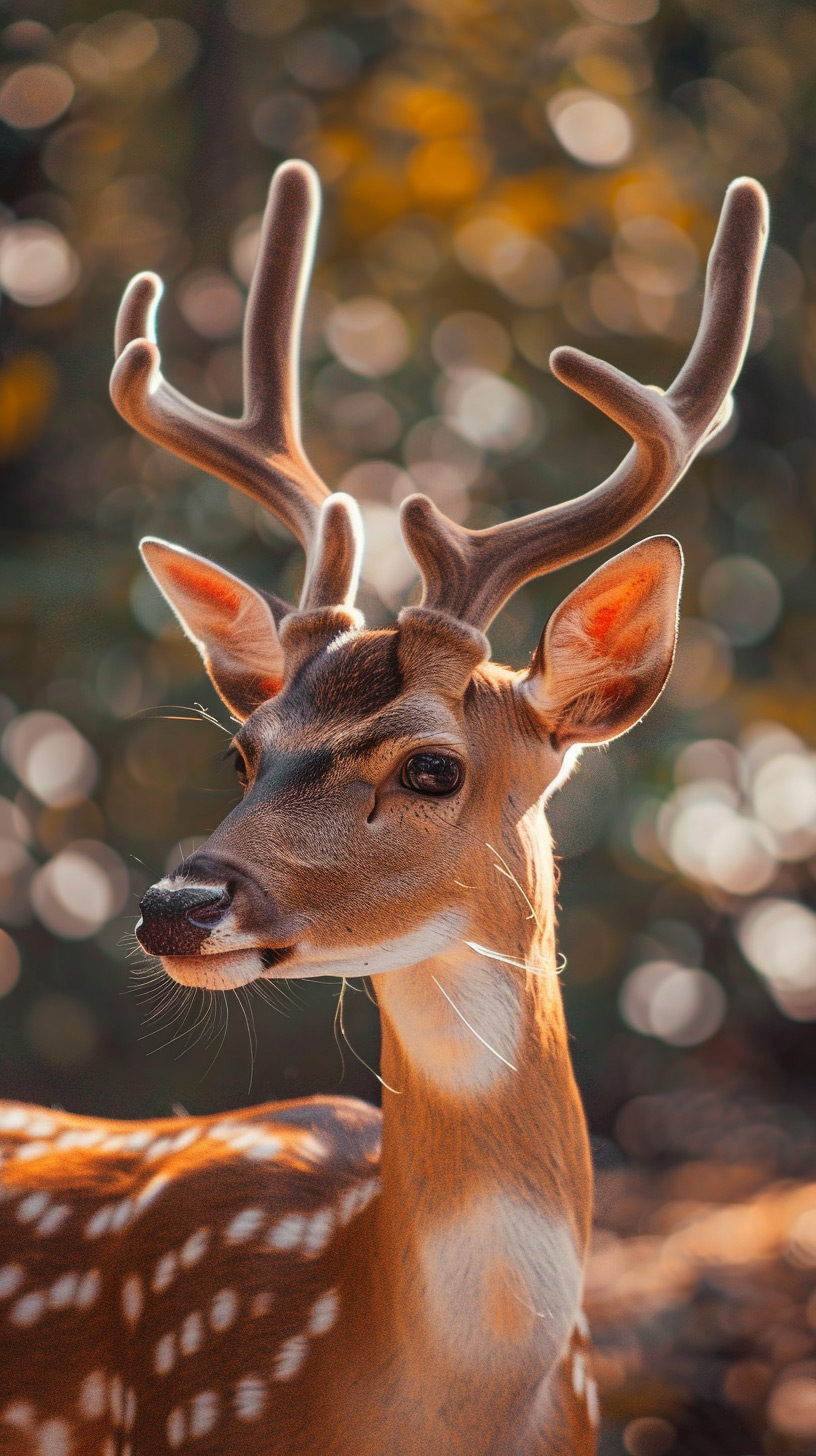 Cute Cartoon Deer in Forest Mobile Wallpaper