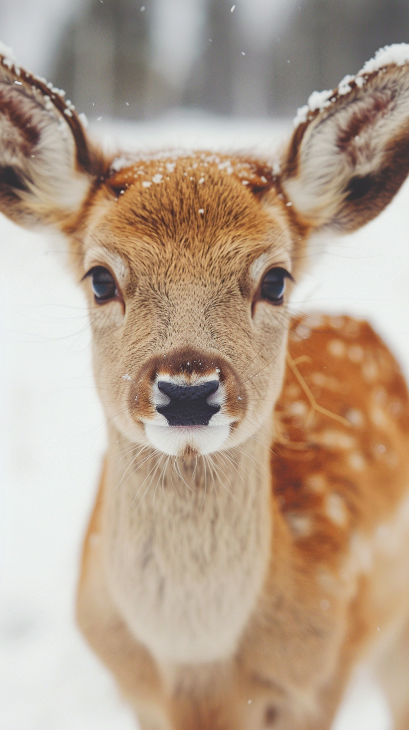 Adorable Baby Deer with Flowers Mobile Wallpaper