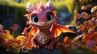 Little Draconian Charm: Cute Dragon Kid HD Wallpaper