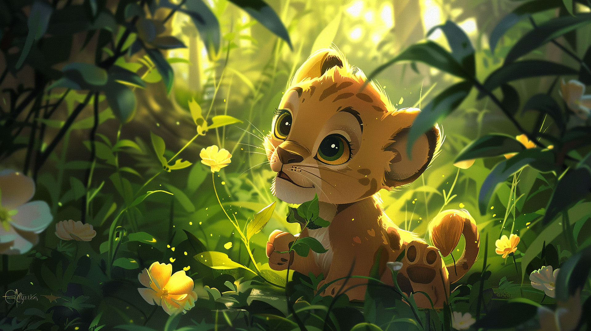 Fluffy Lion Cub Desktop Background