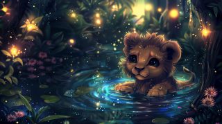 Sweet Lion Cub Desktop Wallpaper