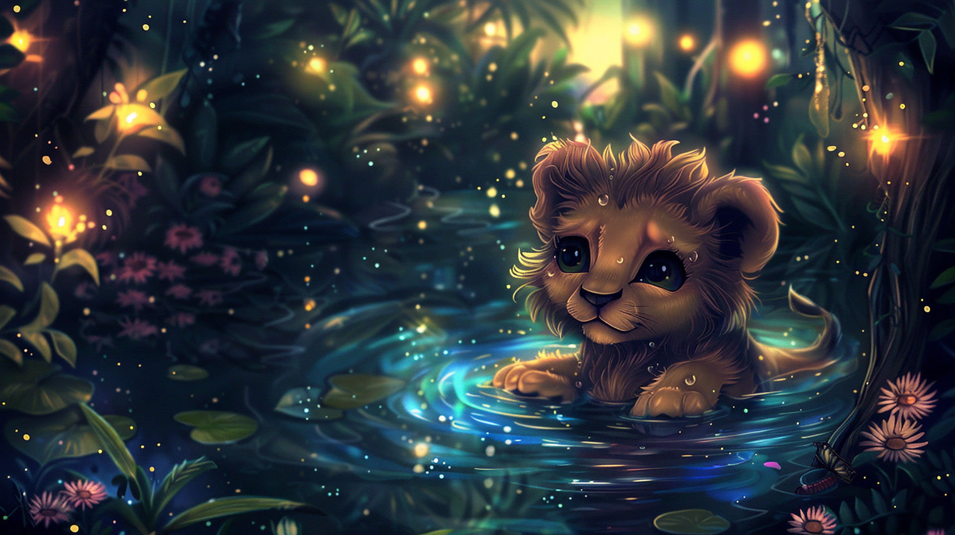 Sweet Lion Cub Desktop Wallpaper