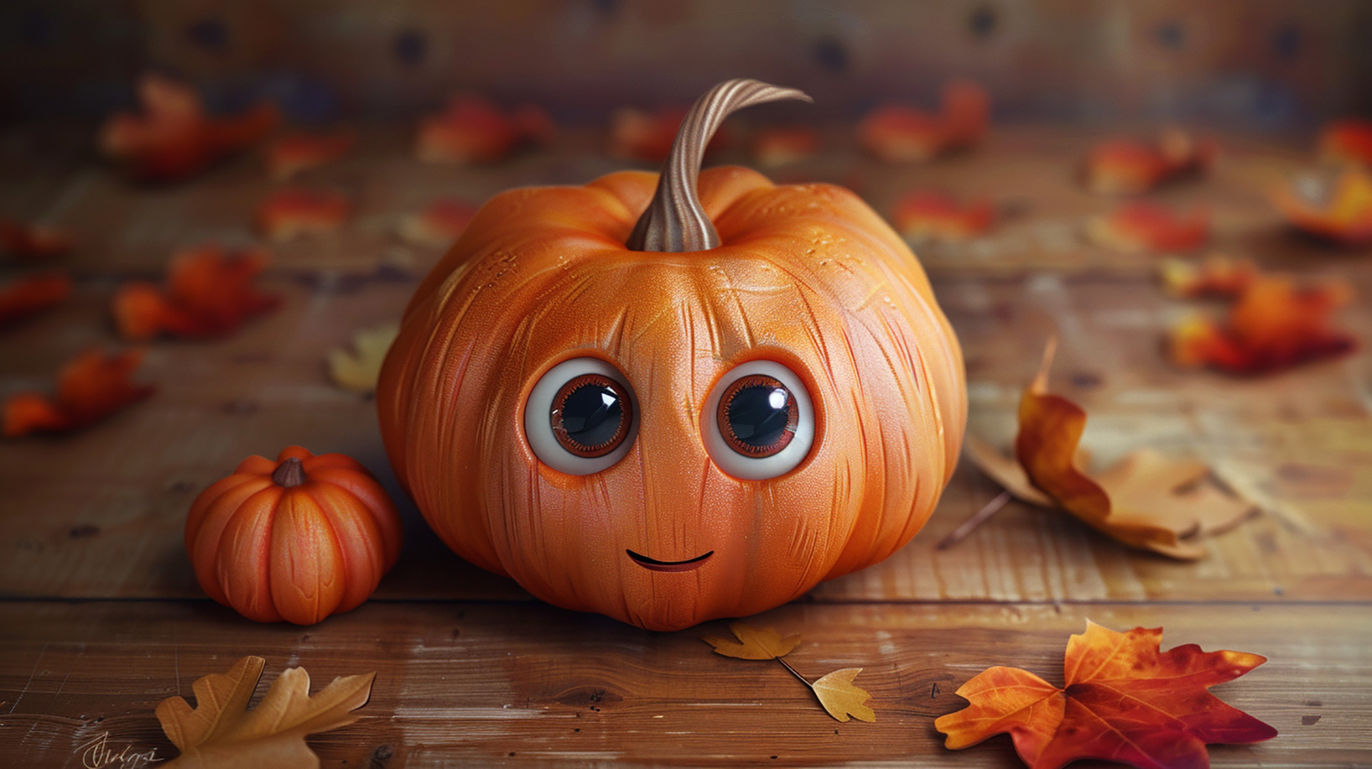 Playful Pumpkins in Fall: 1920x1080 Wallpaper