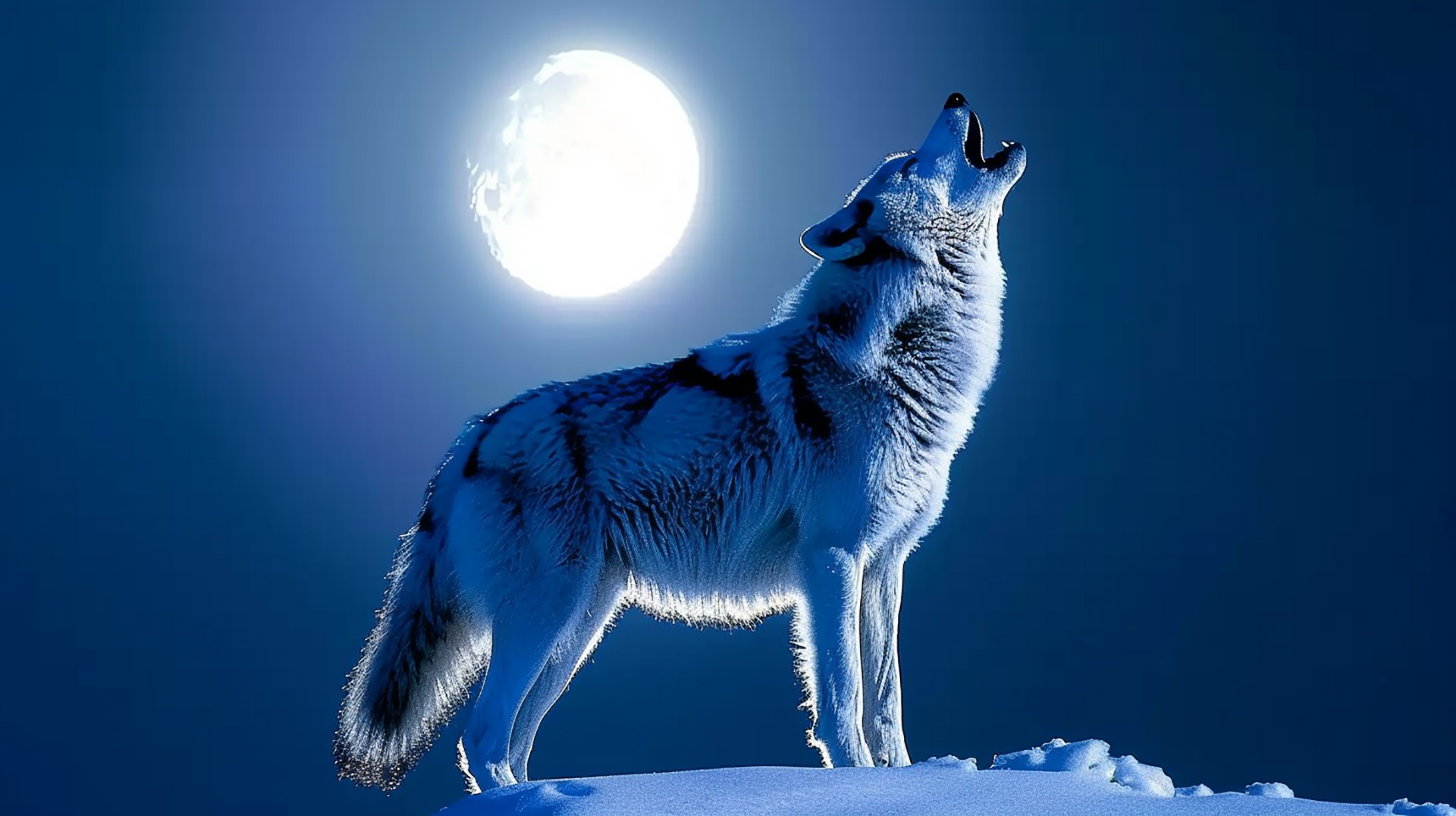 Adorable Wolf Pup with Moon HD Wallpaper
