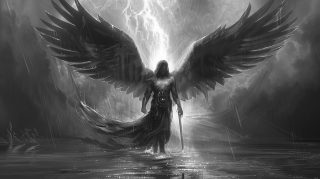 Sinister Dark Angel Portrait Digital Background