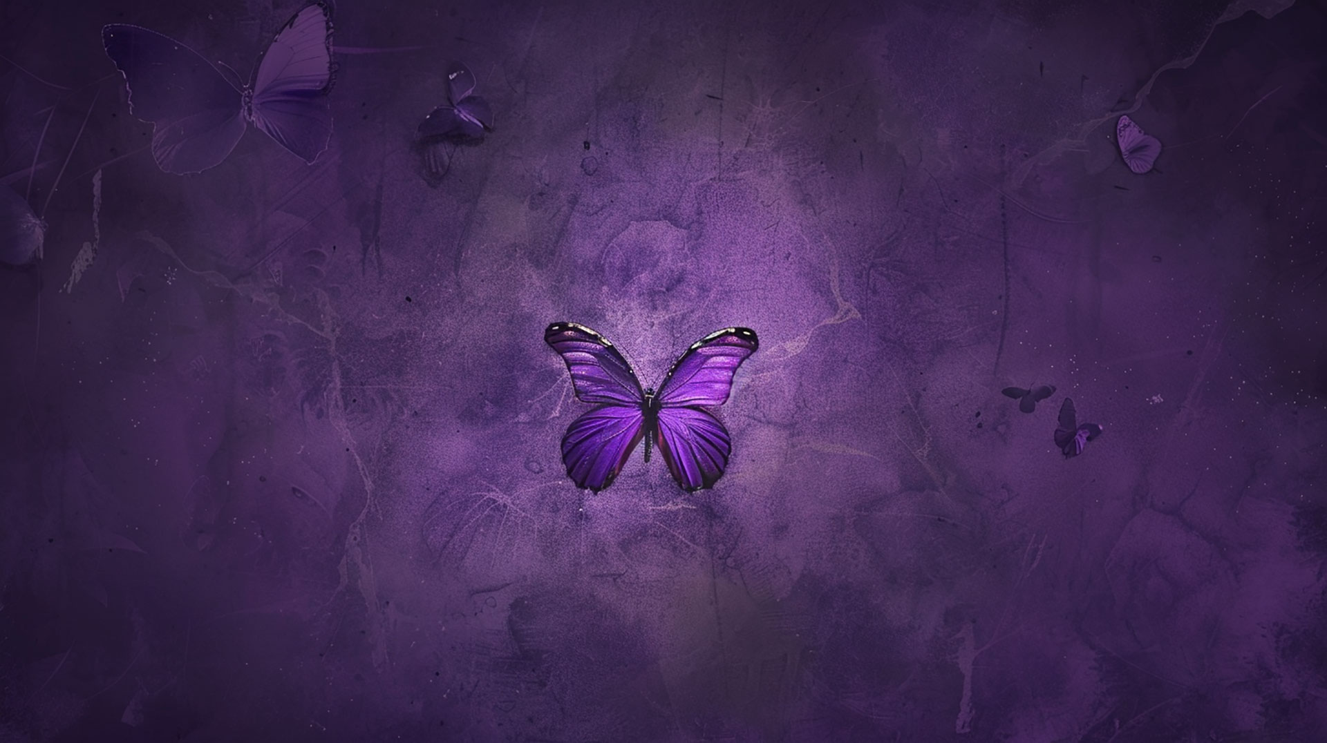 Shadowy Elegance: Dark Purple Butterfly Digital Background