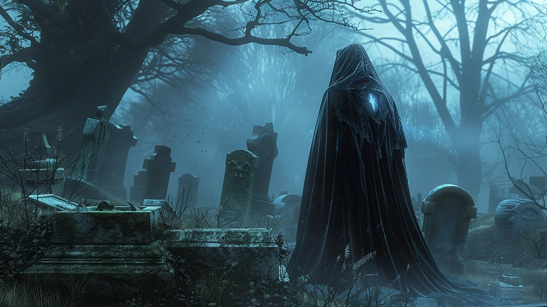 Whispers Among the Stones: Mysterious Cemetery Backgrounds in 1920x1080