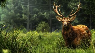 Ethereal Guardians: AI-Designed Deer Desktop Background