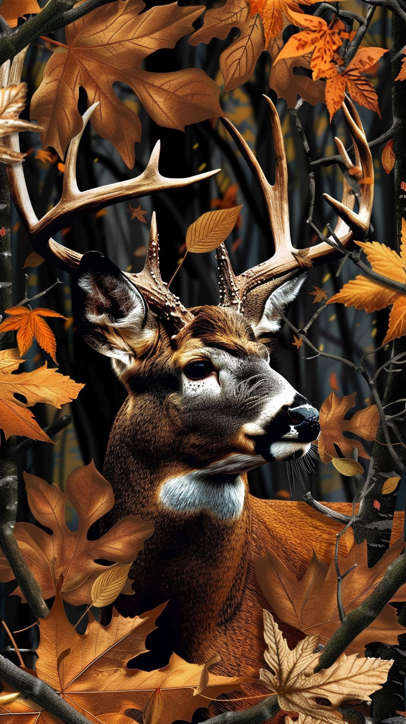 Deer Camo in the Woods Mobile Background