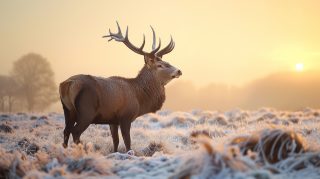 Silent Tracker: AI-Designed Deer Hunting Desktop Background