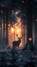 Deer in Snowy Landscape Mobile Background