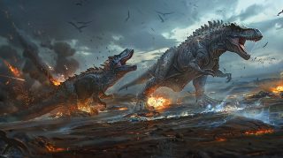 Thrilling Dinosaur Skirmish 4K Image