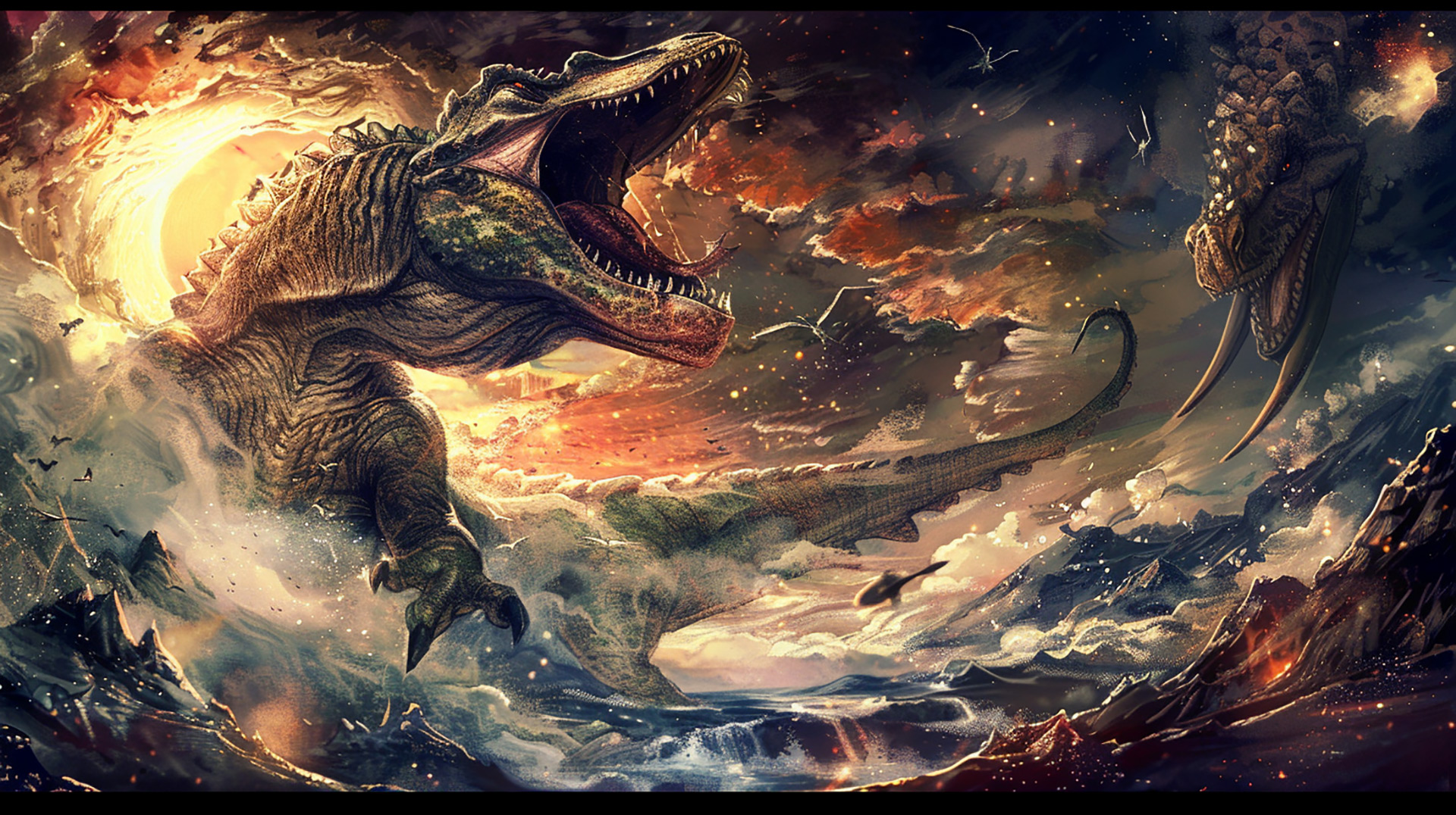 Jurassic Dinosaur Combat Ultra HD Wallpaper