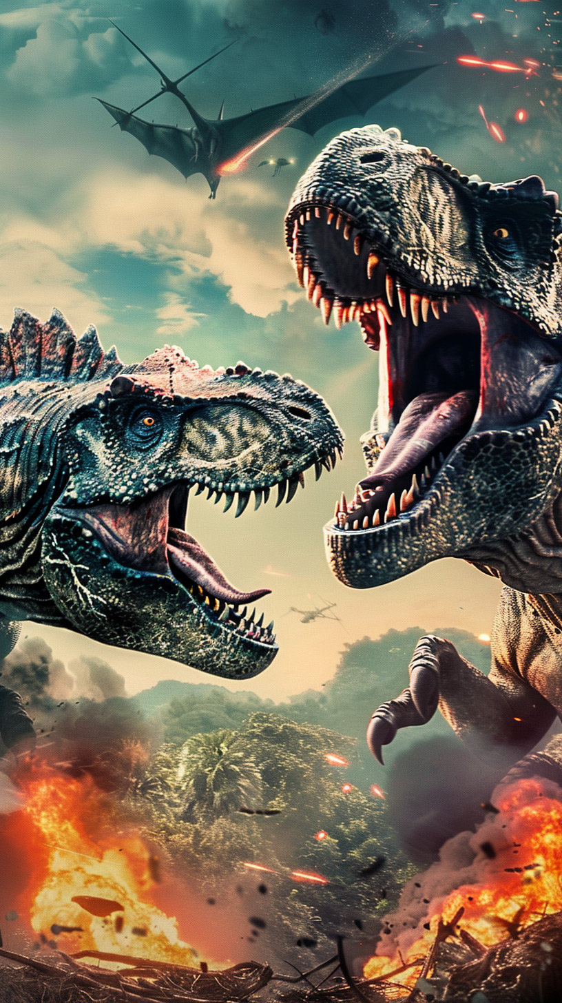 T-Rex vs Triceratops AI Fight Image