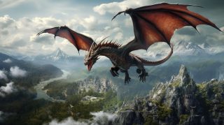 Virtual Volcano: HD Wallpaper showcasing AI Dragon