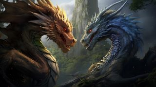 Clash of Titans: Dragons Fighting Wallpaper