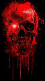 Sinister Skull with Fiery Background Image