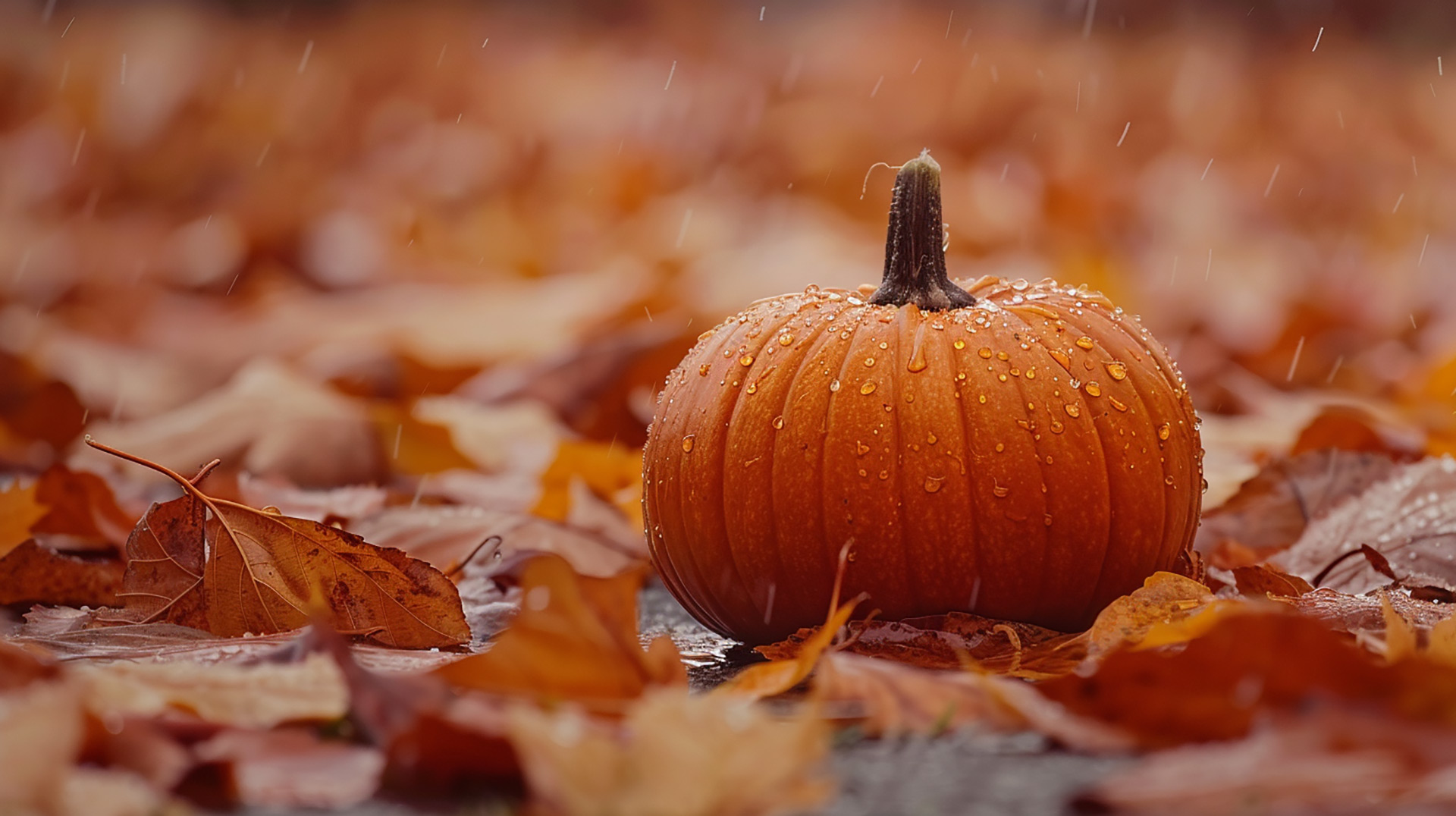 Golden Fall Pumpkin Scene: 4K Digital Background