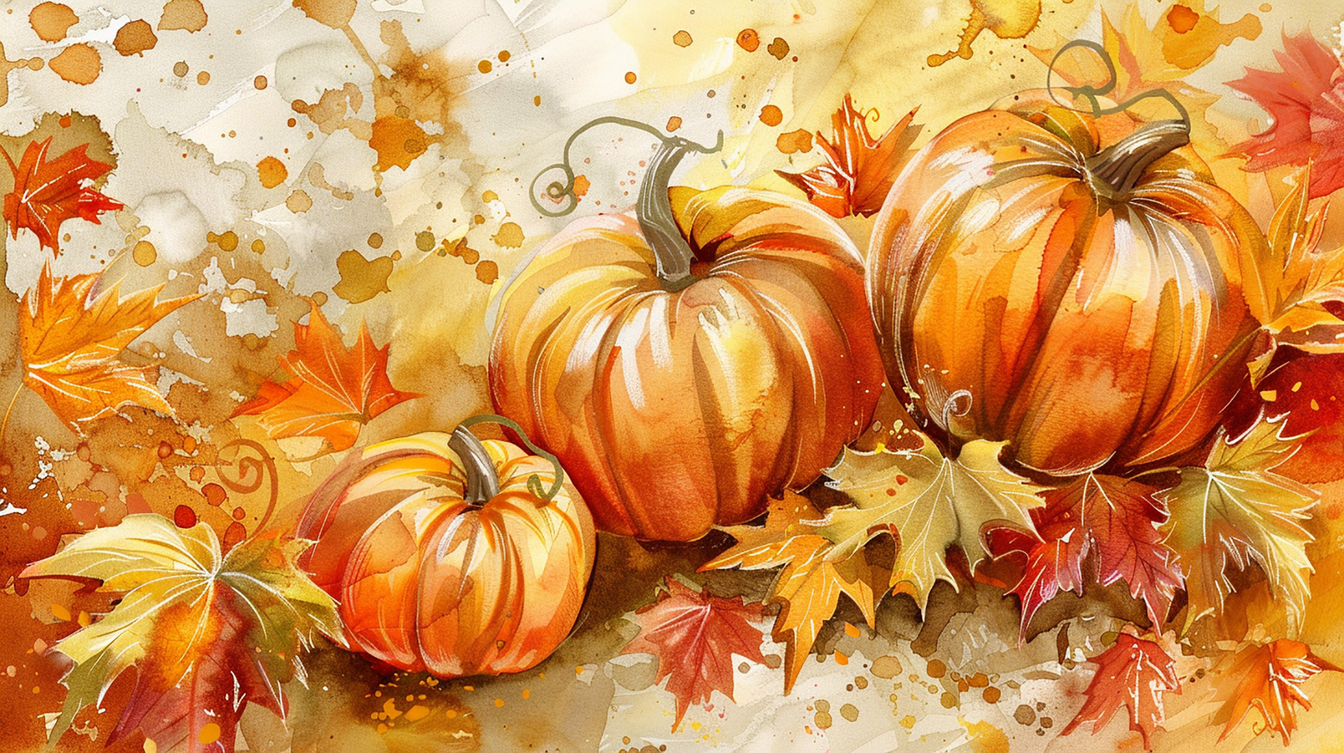 Crisp Autumn Day with Pumpkins: 4K Desktop Background