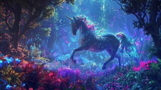 Dreamy Delight: Digital Wallpaper of Fantasy Unicorn