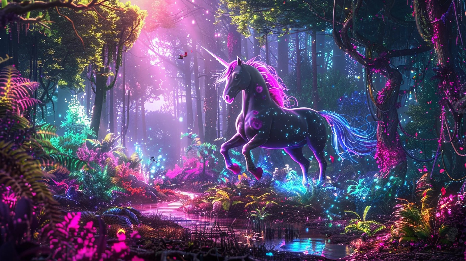 Celestial Symphony: HD Wallpaper of Fantasy Unicorn Landscape